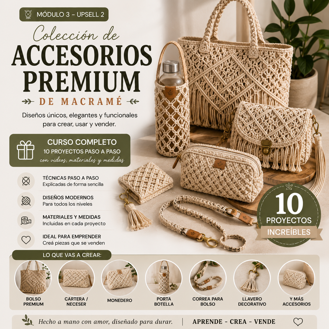Colección de Accesorios Premium de Macramé | 10 Proyectos Paso a Paso